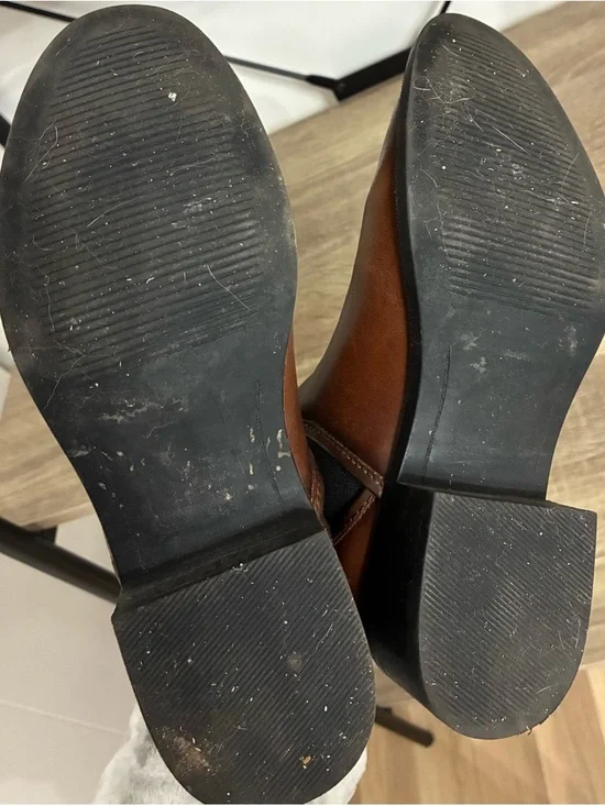 Steve Madden Brown Leather Chelsea Ankle Boots with Black Elastic - Picture 4 of 6